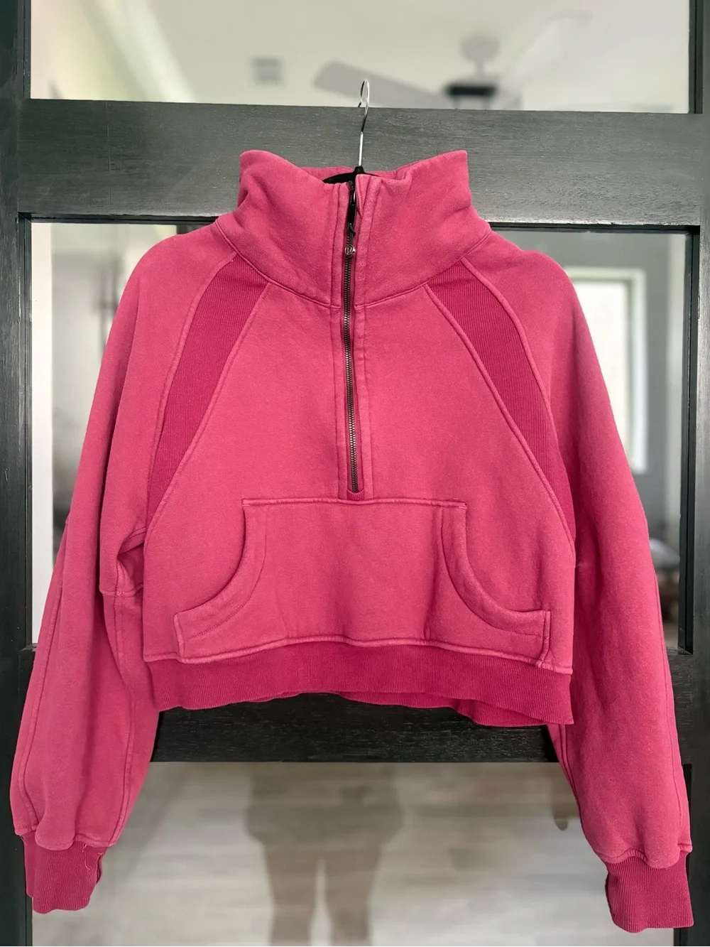 Lululemon Scuba Oversized Funnel Neck Half Zip Crop Sweatshirt Burgundy Red - S